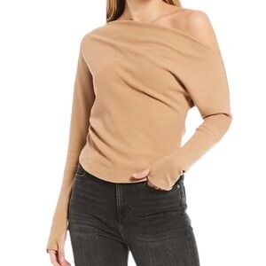 FREE PEOPLE Fuji Thermal‎ Knit Asymmetric One Shoulder Long Sleeve Top